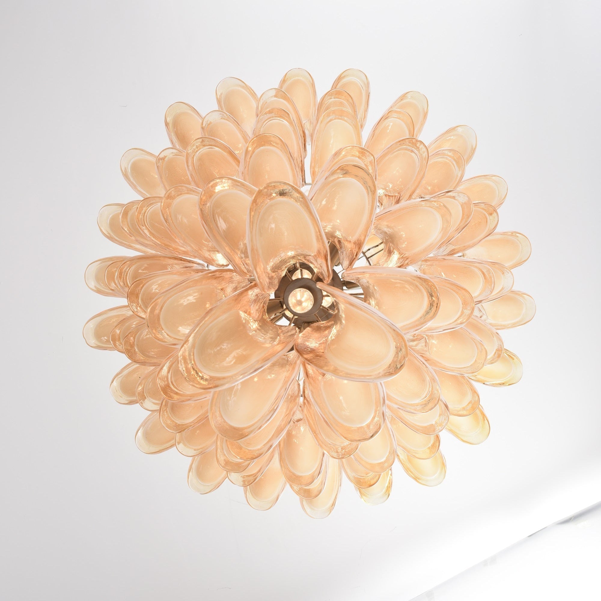 Celalian Chandelier Amber Murano Glass Petal Layered Luxury