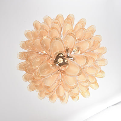 Celalian Chandelier Amber Murano Glass Petal Layered Luxury