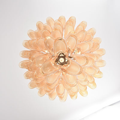 Celalian Chandelier Amber Murano Glass Petal Layered Luxury