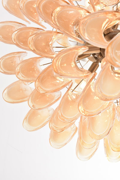 Celalian Chandelier Amber Murano Glass Petal Layered Luxury