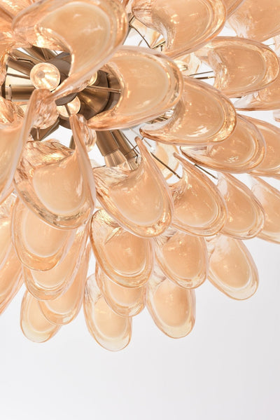 Celalian Chandelier Amber Murano Glass Petal Layered Luxury