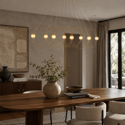 Amber Glass Orb Loop Chandelier