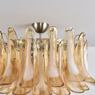 Celelise Ceiling Lamp Amber Petal Glass Layered Vintage