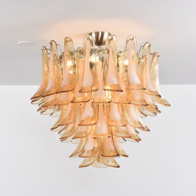 Celelise Ceiling Lamp Amber Petal Glass Layered Vintage