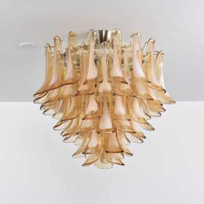 Celelise Ceiling Lamp Amber Petal Glass Layered Vintage