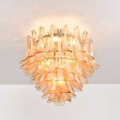 Celelise Ceiling Lamp Amber Petal Glass Layered Vintage
