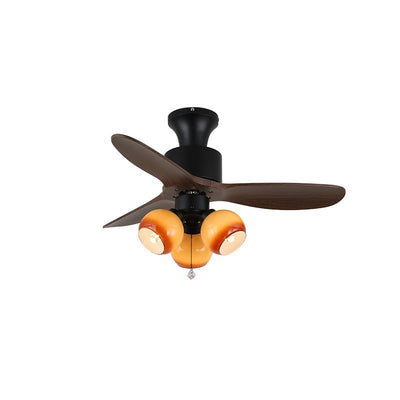 Elvuella Vintage Glass Wood Ceiling Fan Light