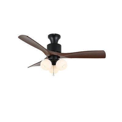 Elvuella Vintage Glass Wood Ceiling Fan Light