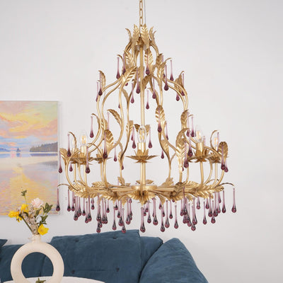 Orienaine Pendant Lamp Drops Gold Leaves