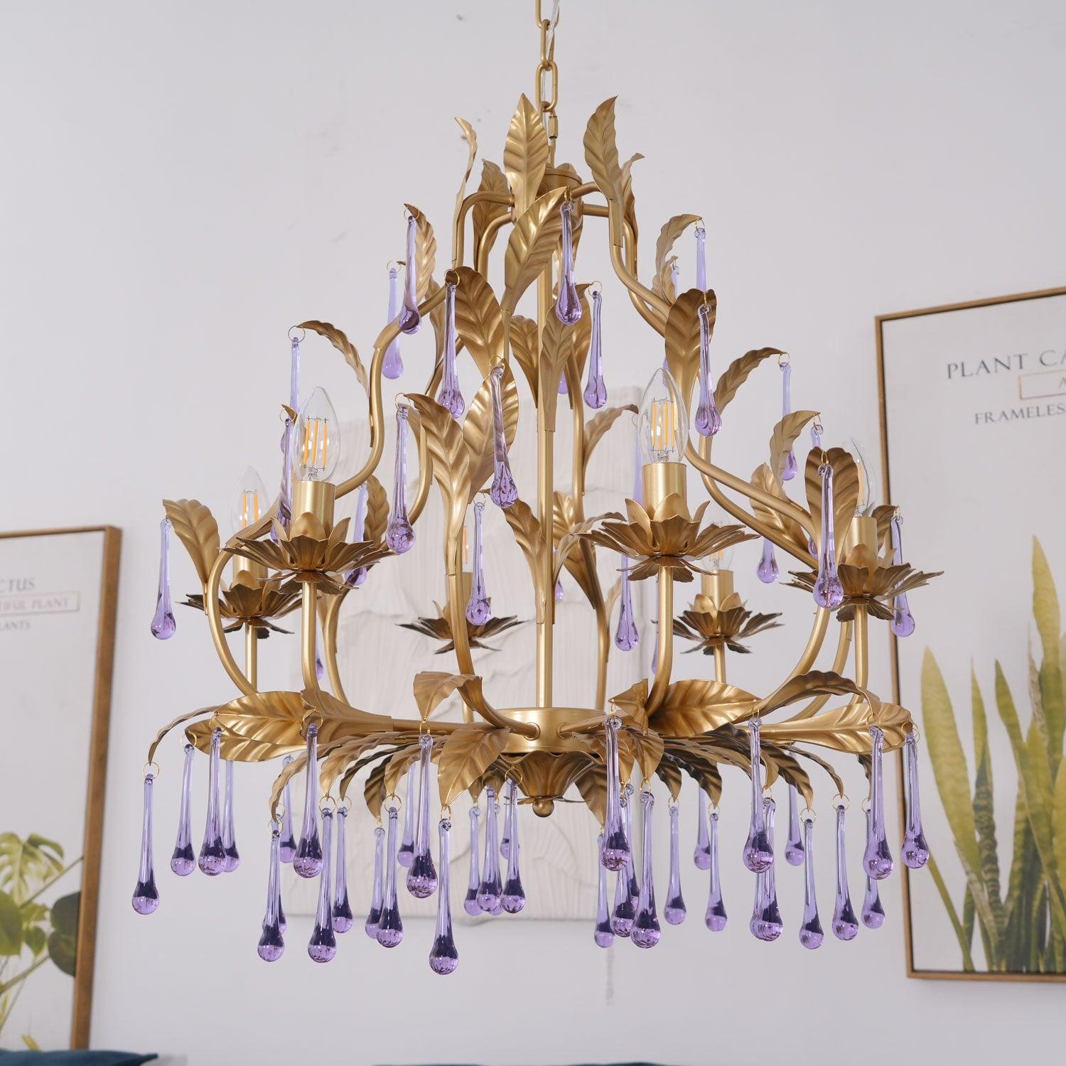 Orienaine Pendant Lamp Drops Gold Leaves