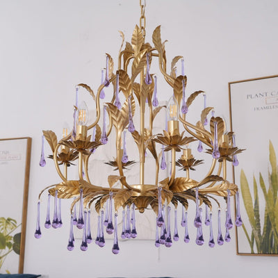 Orienaine Pendant Lamp Drops Gold Leaves