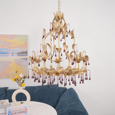 Orienaine Pendant Lamp Drops Gold Leaves