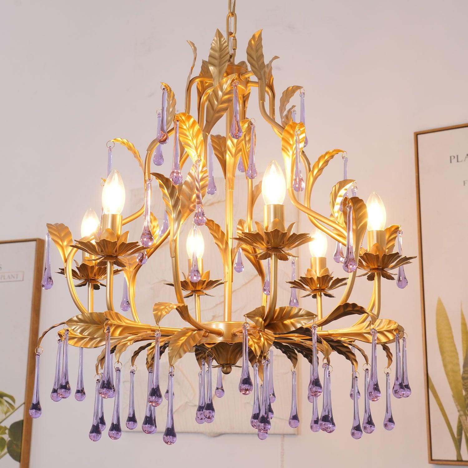 Orienaine Pendant Lamp Drops Gold Leaves