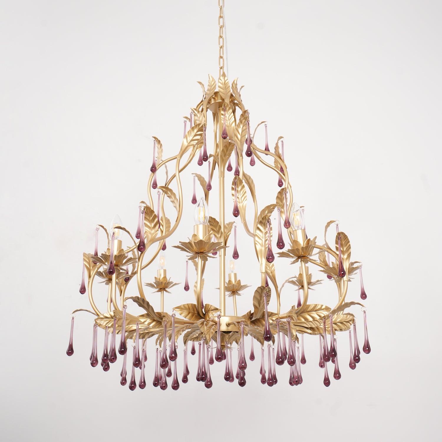 Orienaine Pendant Lamp Drops Gold Leaves