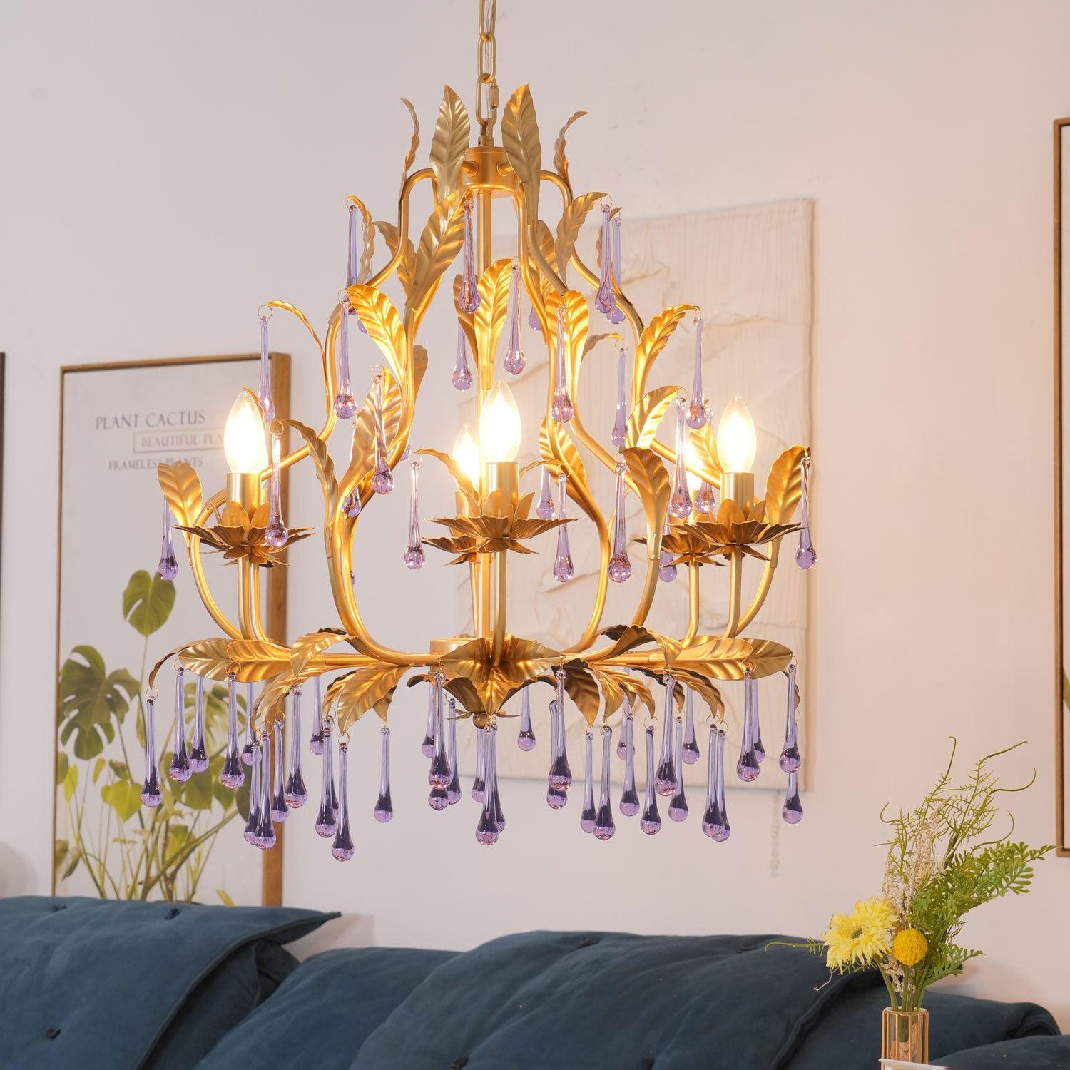 Orienaine Pendant Lamp Drops Gold Leaves