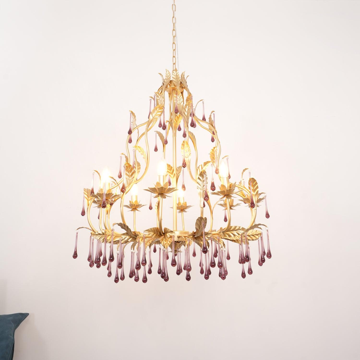 Orienaine Pendant Lamp Drops Gold Leaves