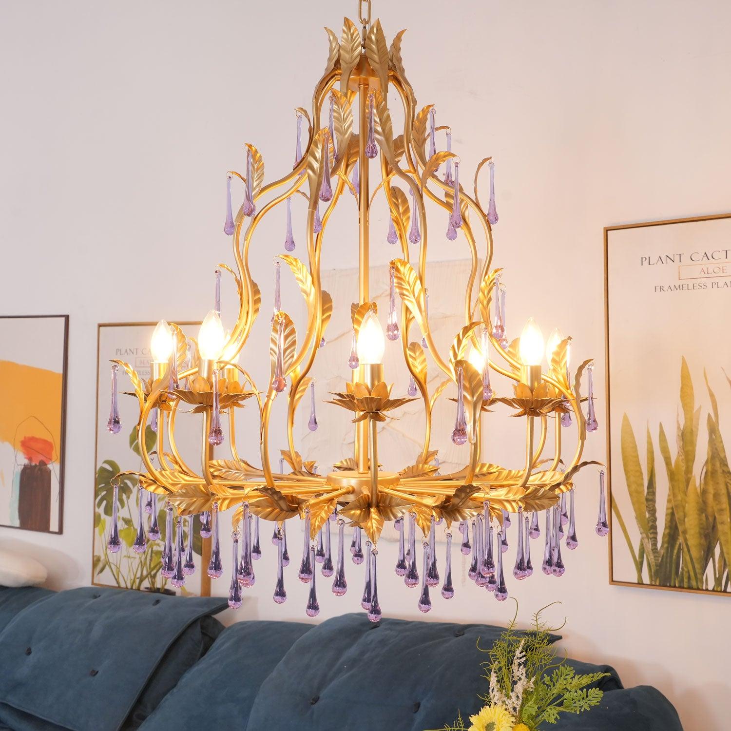 Orienaine Pendant Lamp Drops Gold Leaves