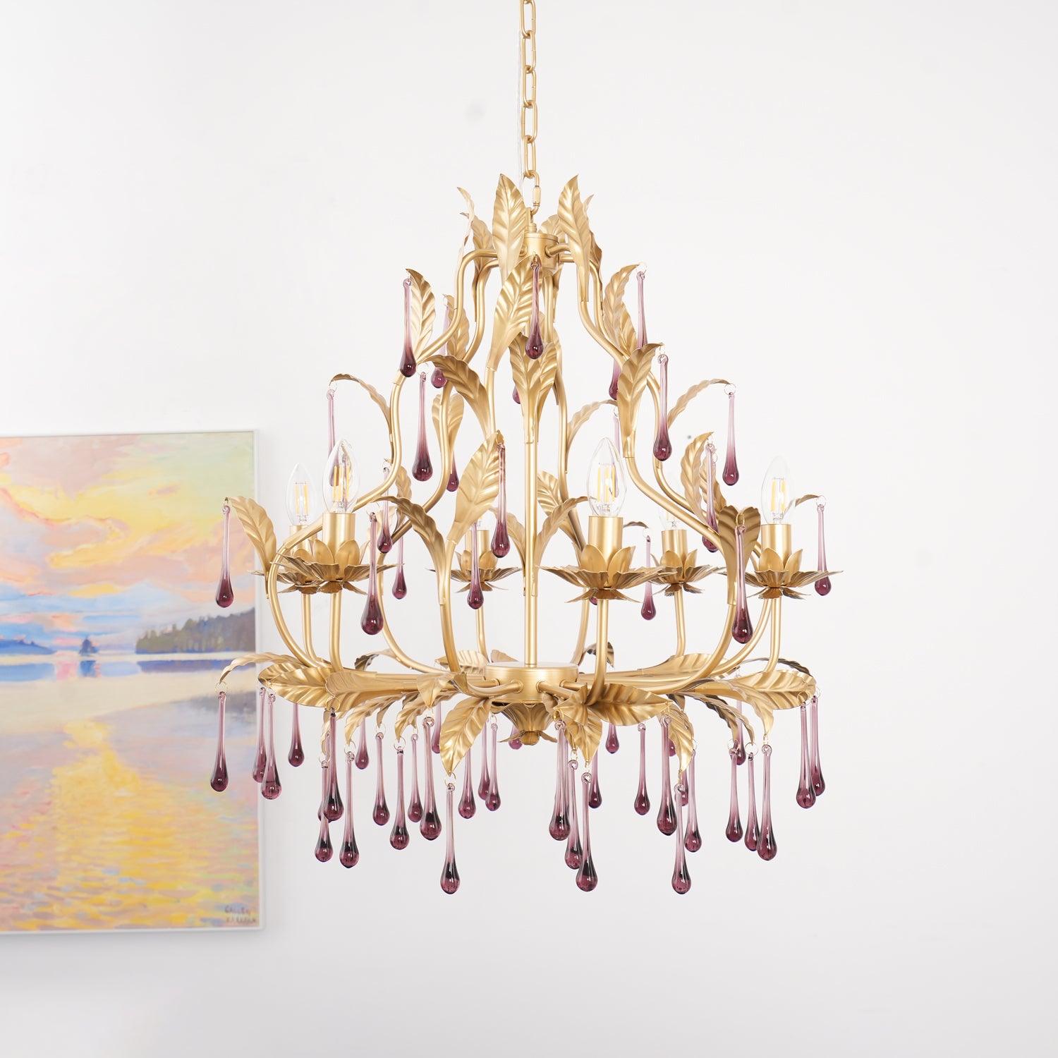 Orienaine Pendant Lamp Drops Gold Leaves