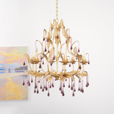 Orienaine Pendant Lamp Drops Gold Leaves