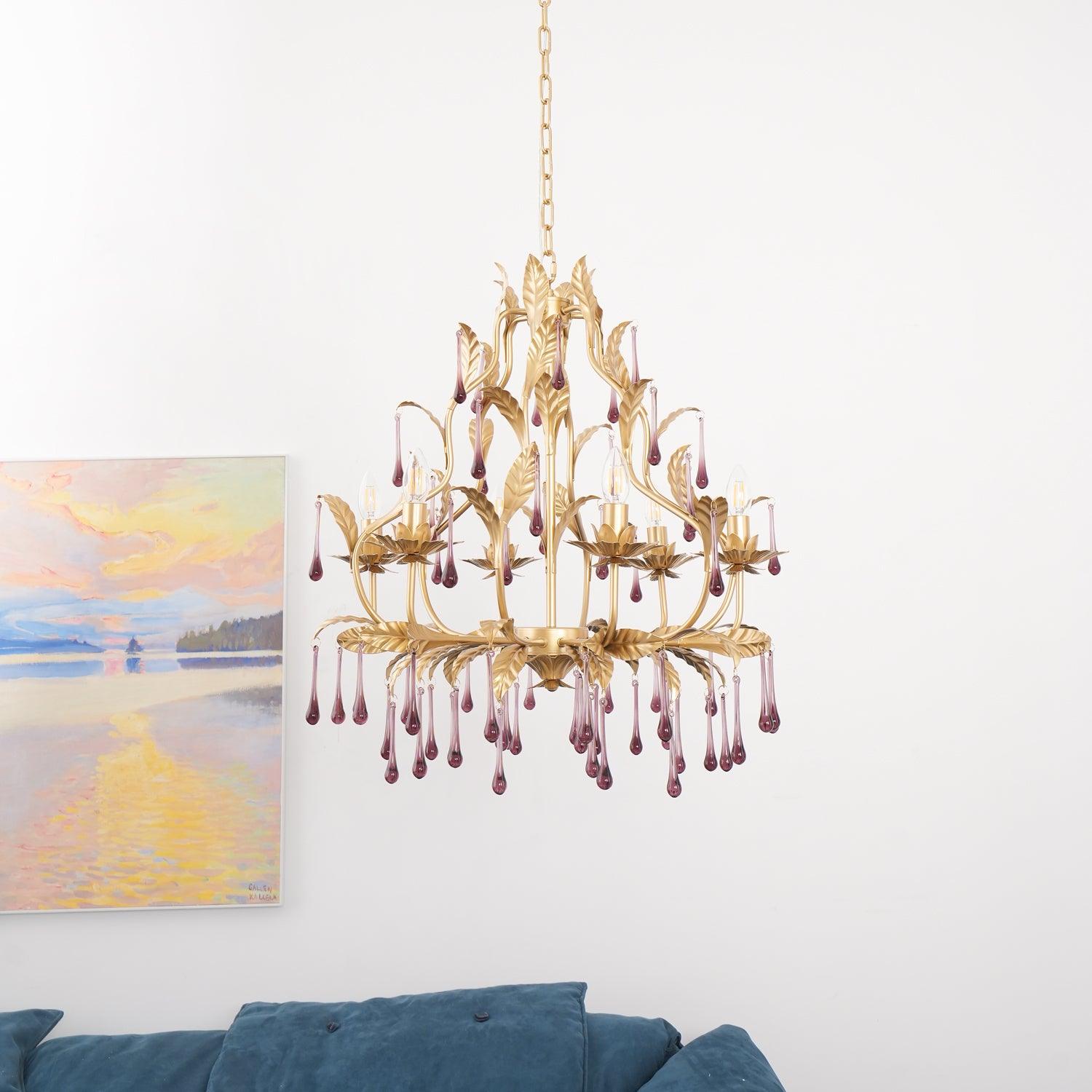 Orienaine Pendant Lamp Drops Gold Leaves