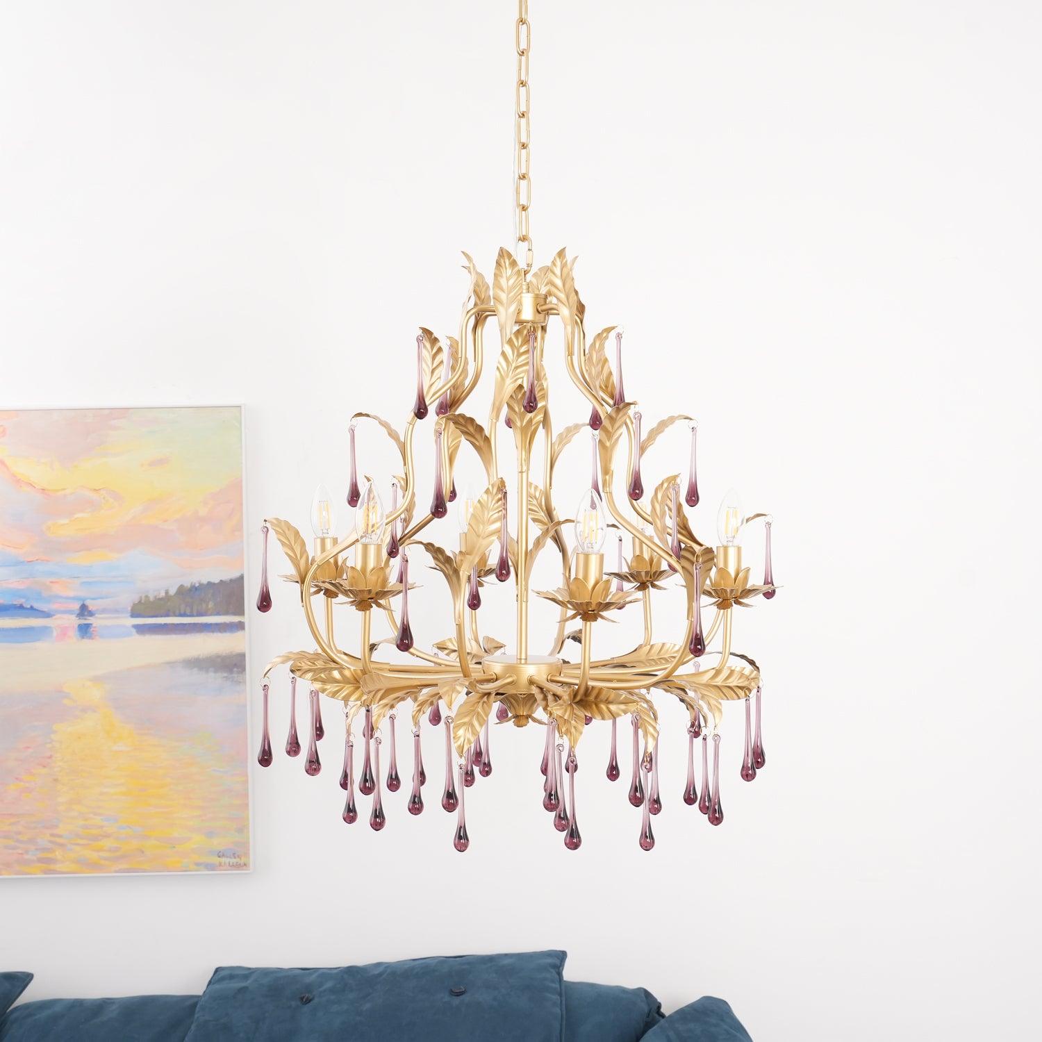 Orienaine Pendant Lamp Drops Gold Leaves