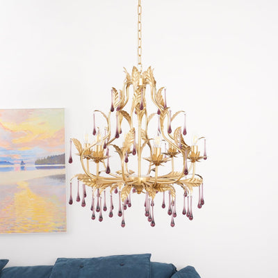 Orienaine Pendant Lamp Drops Gold Leaves