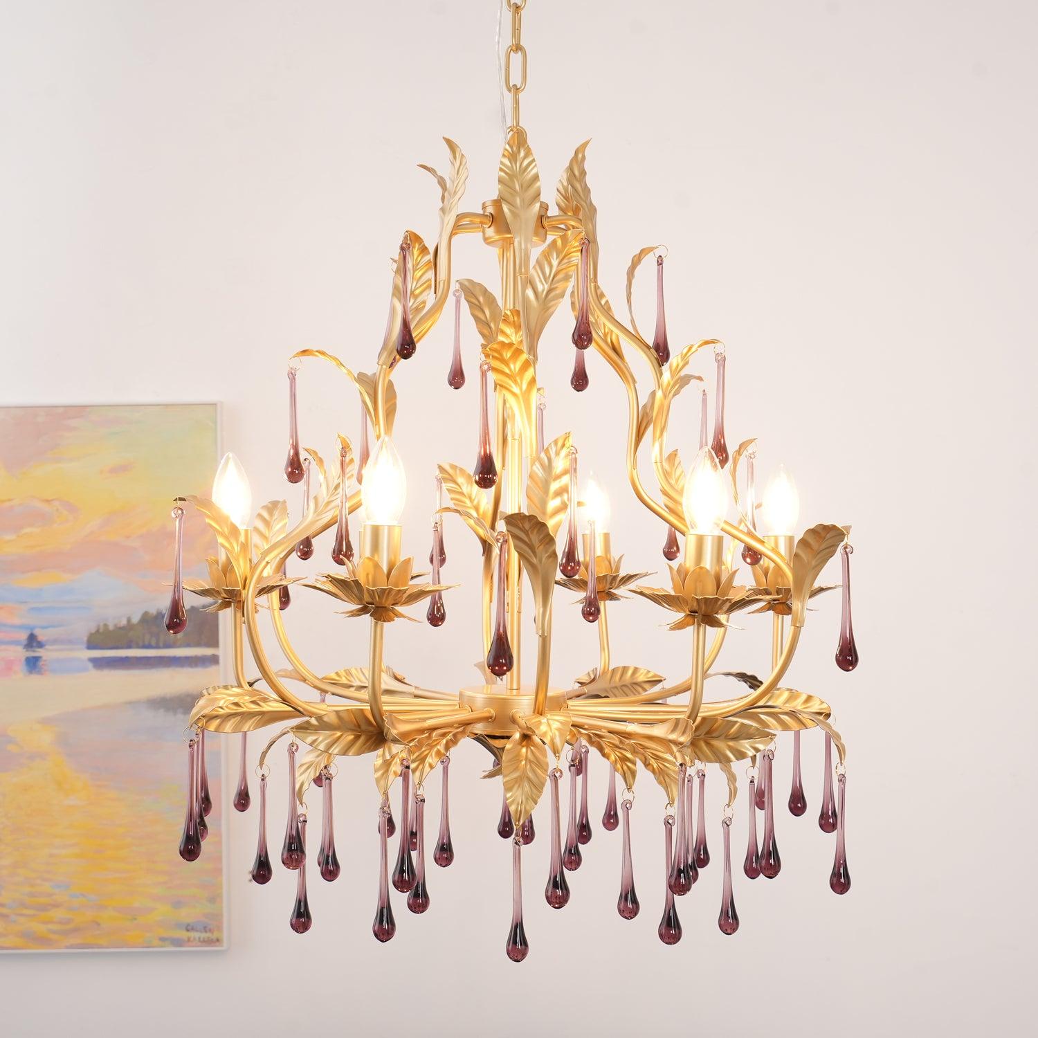 Orienaine Pendant Lamp Drops Gold Leaves