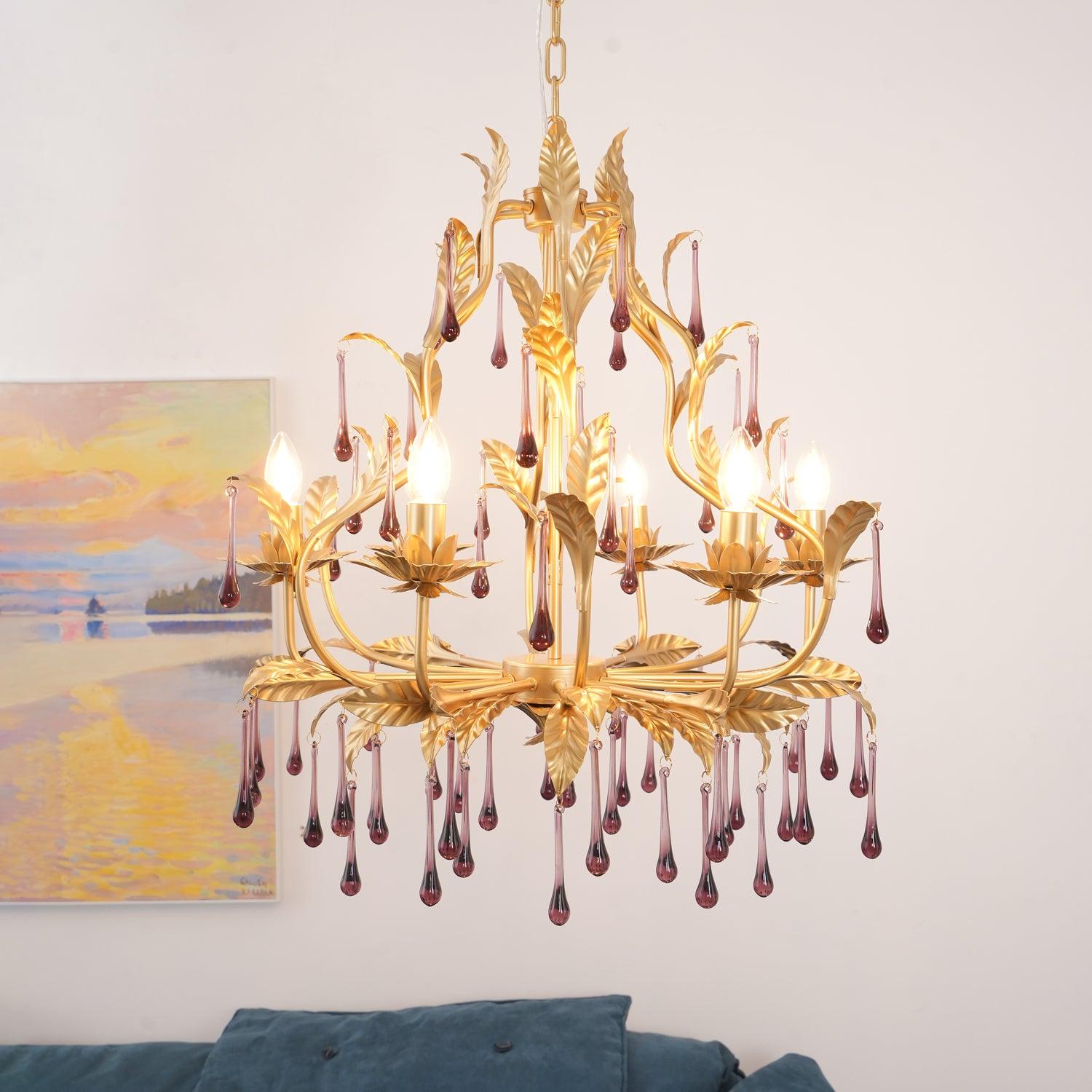Orienaine Pendant Lamp Drops Gold Leaves