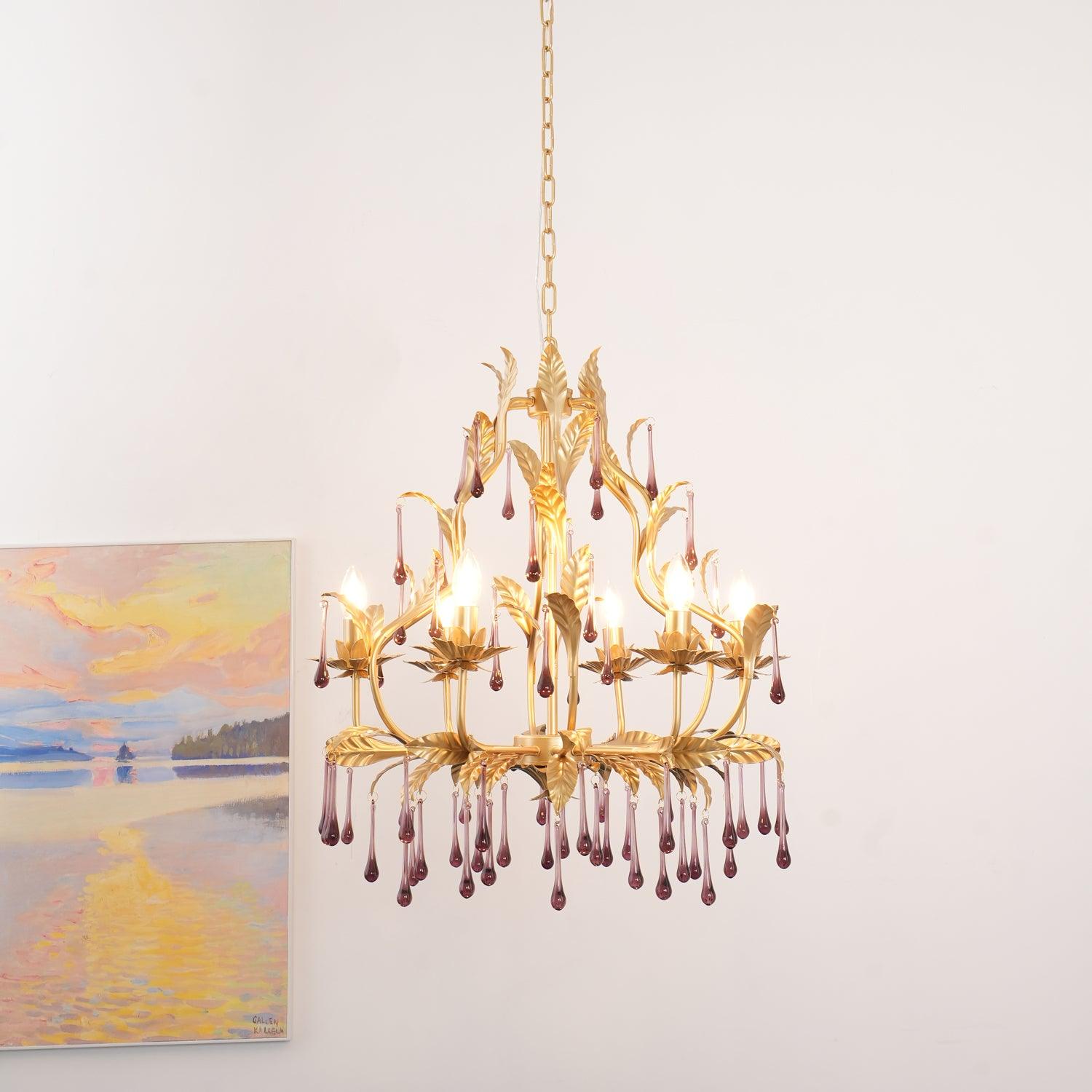 Orienaine Pendant Lamp Drops Gold Leaves