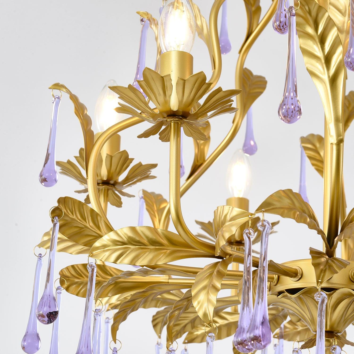 Orienaine Pendant Lamp Drops Gold Leaves
