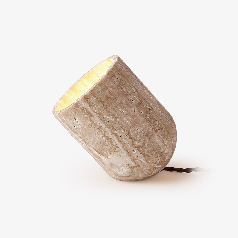 Valuaine Tapered Block Travertine Table Lamp