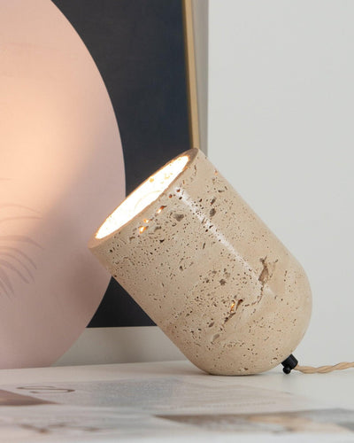 Valuaine Tapered Block Travertine Table Lamp