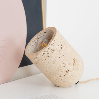 Valuaine Tapered Block Travertine Table Lamp