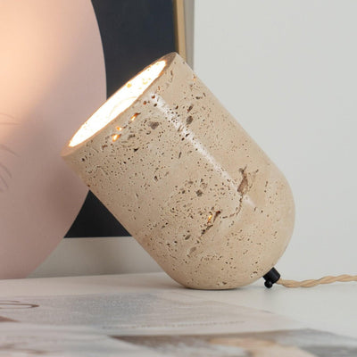 Valuaine Tapered Block Travertine Table Lamp