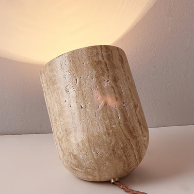 Valuaine Tapered Block Travertine Table Lamp
