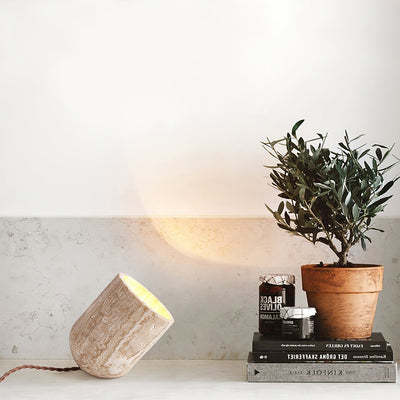 Valuaine Tapered Block Travertine Table Lamp