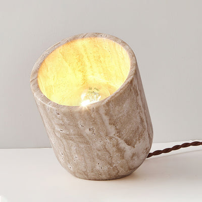 Valuaine Tapered Block Travertine Table Lamp