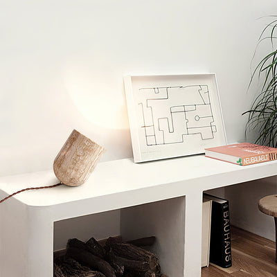 Valuaine Tapered Block Travertine Table Lamp