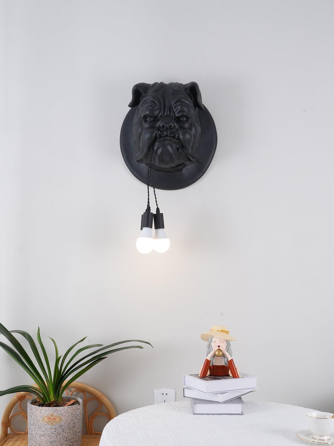 Umeri Wall Lamp Bulldog Sculpture Whimsical