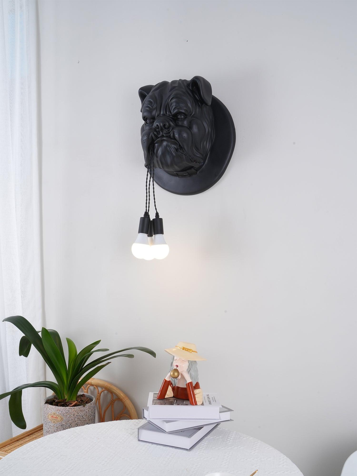 Umeri Wall Lamp Bulldog Sculpture Whimsical