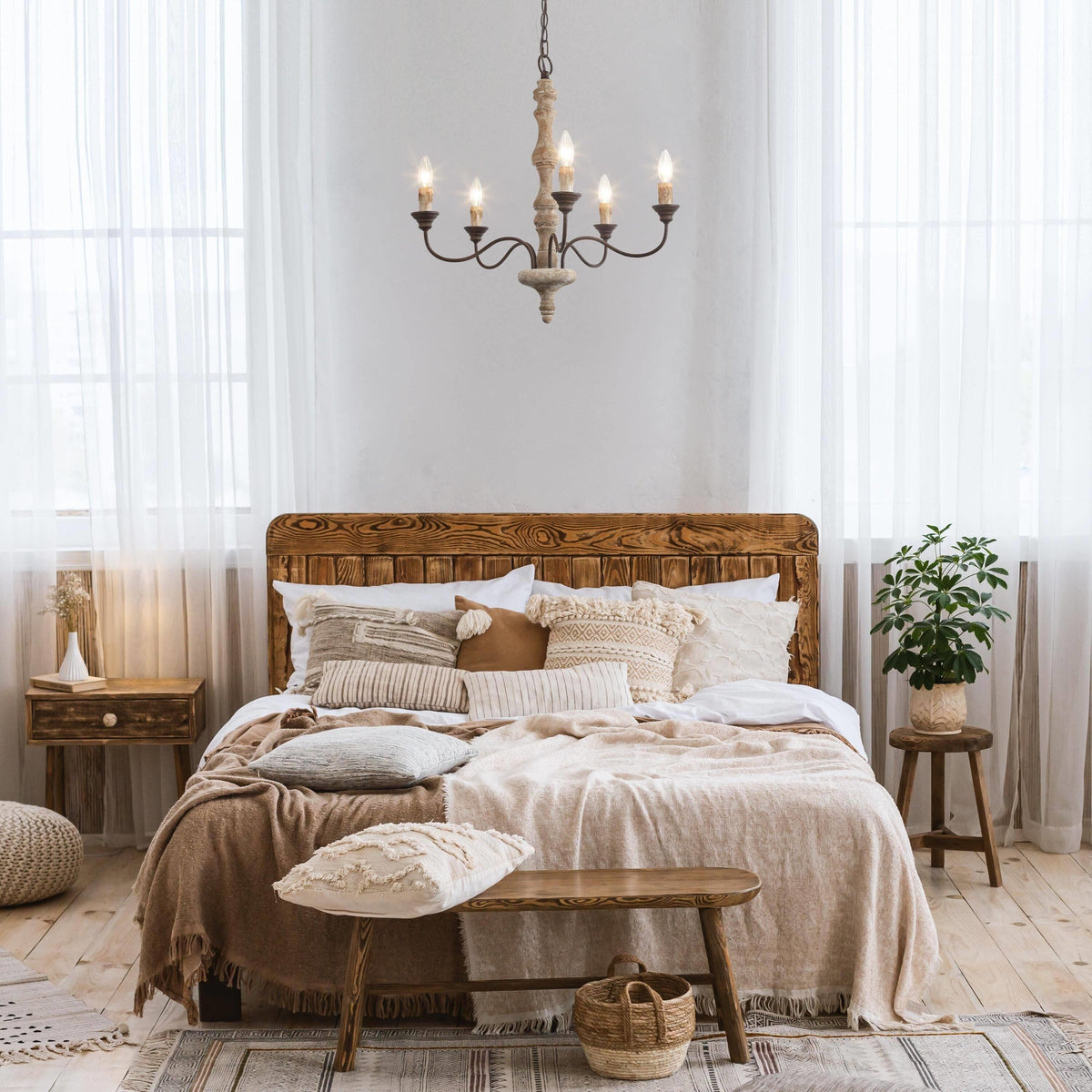 Fljotuvyi Individual Creativity Wood Metal Chandelier