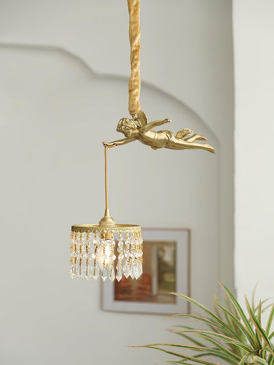 Calytra Brass & Crystal Artistic Pendant Light