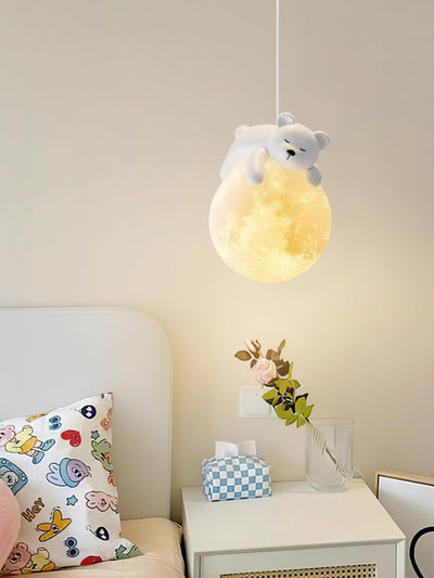 Velisise Pendant Lamp Bear Moon for Children's Room