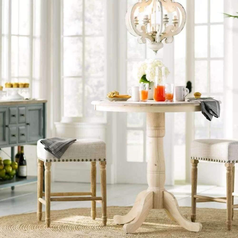 Rinaian Chandelier Scroll Wood Whitewashed Rustic