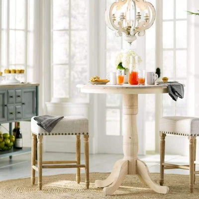 Rinaian Chandelier Scroll Wood Whitewashed Rustic
