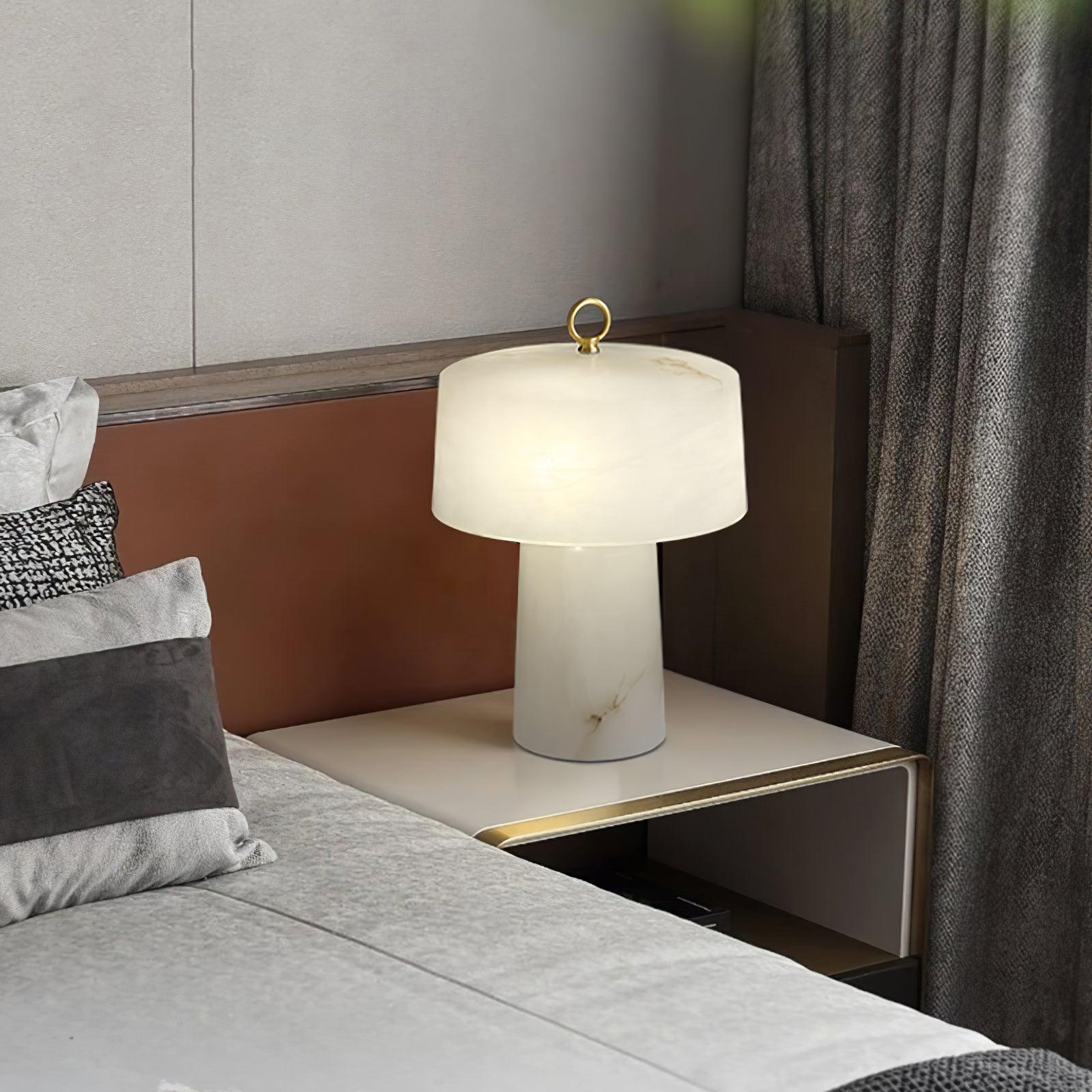Eurvynyra Drum Alabaster Table Lamp