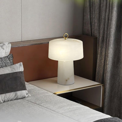 Eurvynyra Drum Alabaster Table Lamp