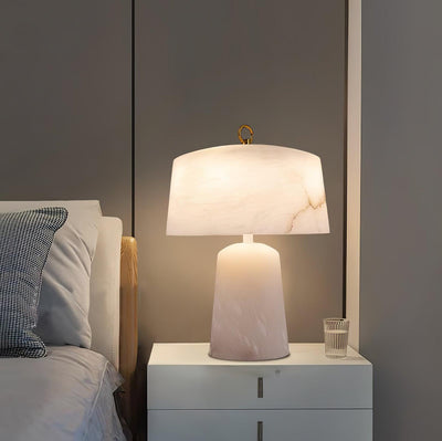 Eurvynyra Drum Alabaster Table Lamp
