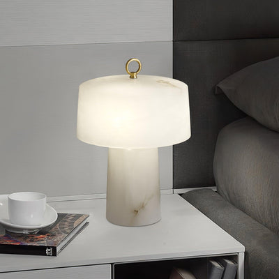Eurvynyra Drum Alabaster Table Lamp