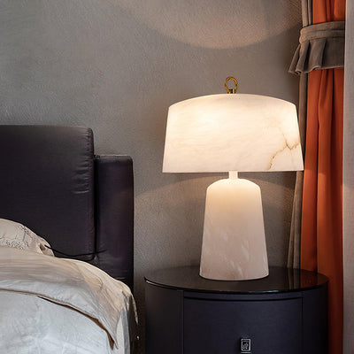 Eurvynyra Drum Alabaster Table Lamp